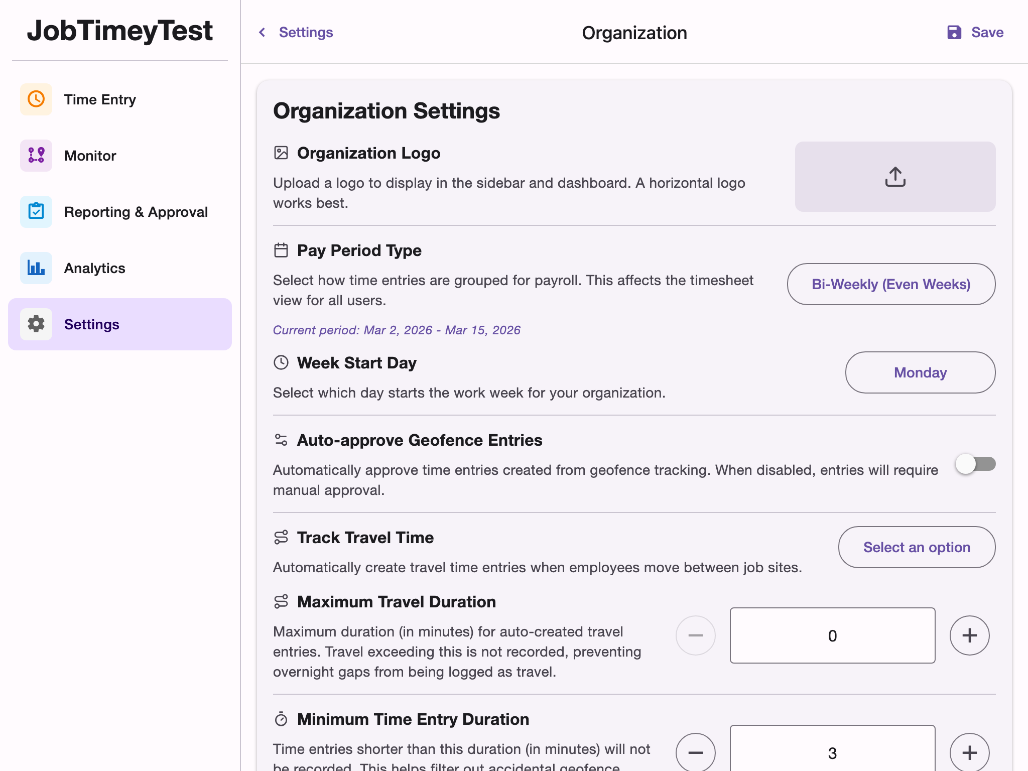 tablet org-settings screenshot