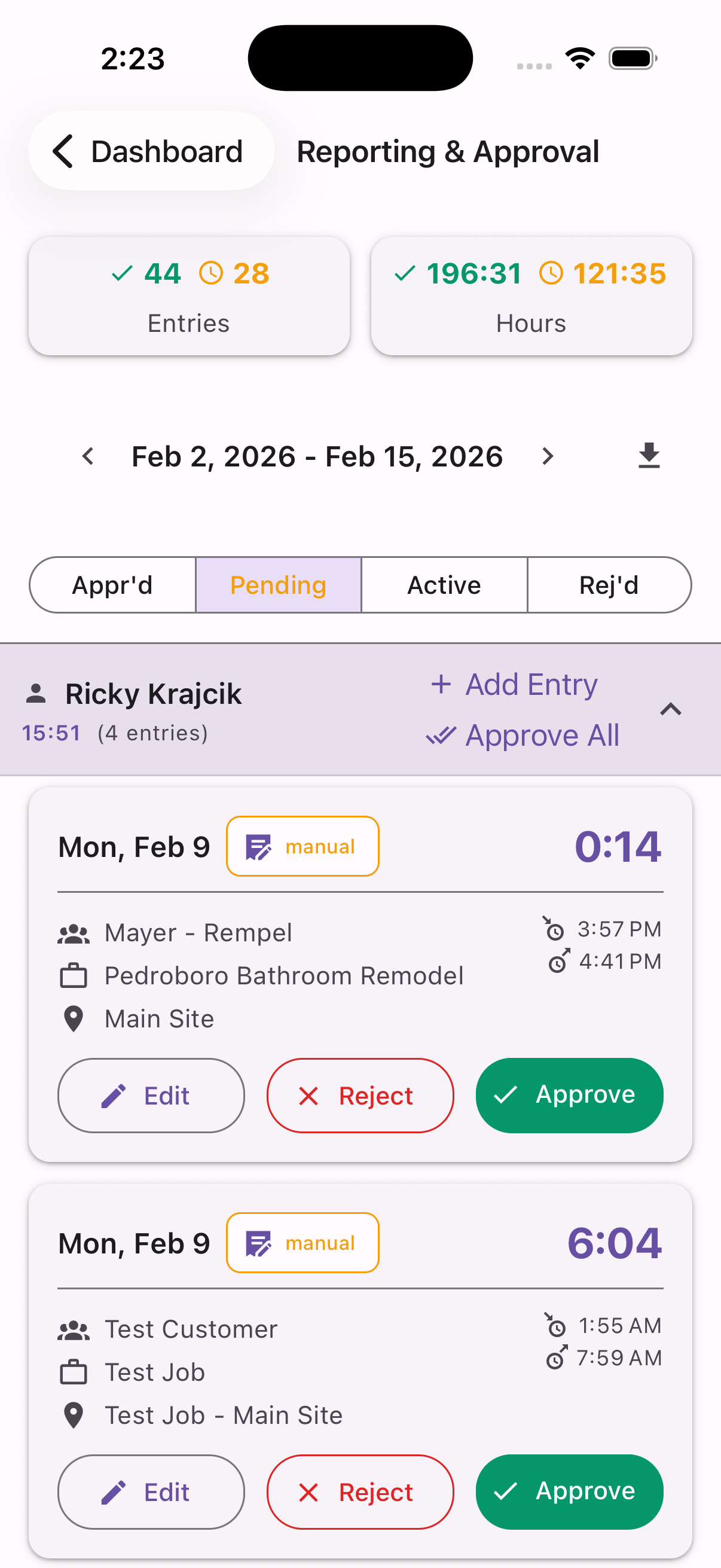Timesheet approval workflow