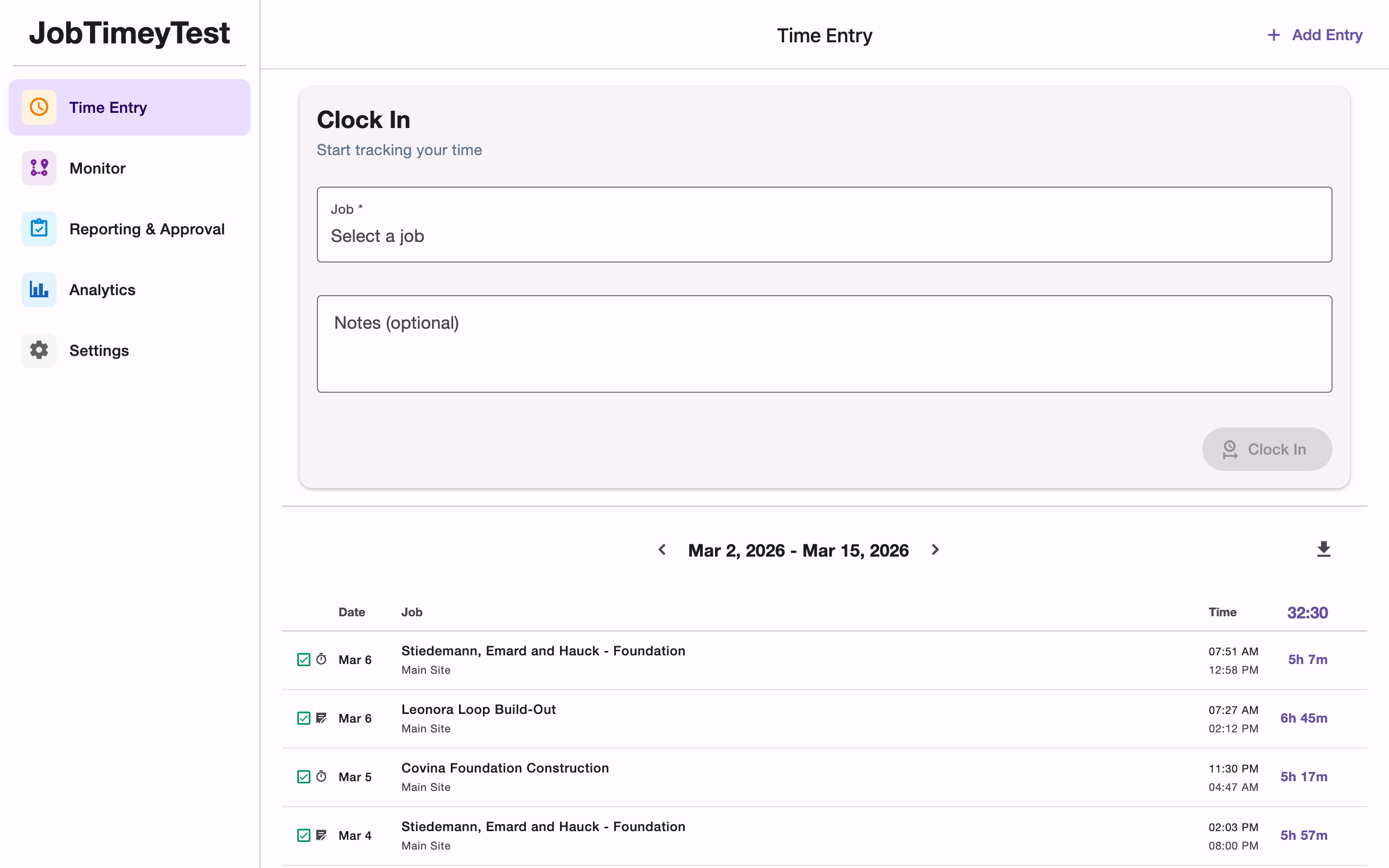 desktop time-entry screenshot